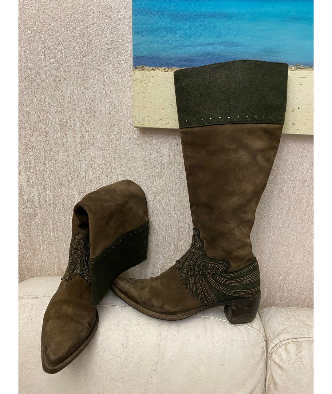 ERMANNO SCERVINO Коричневые замшевые сапоги, фото 2