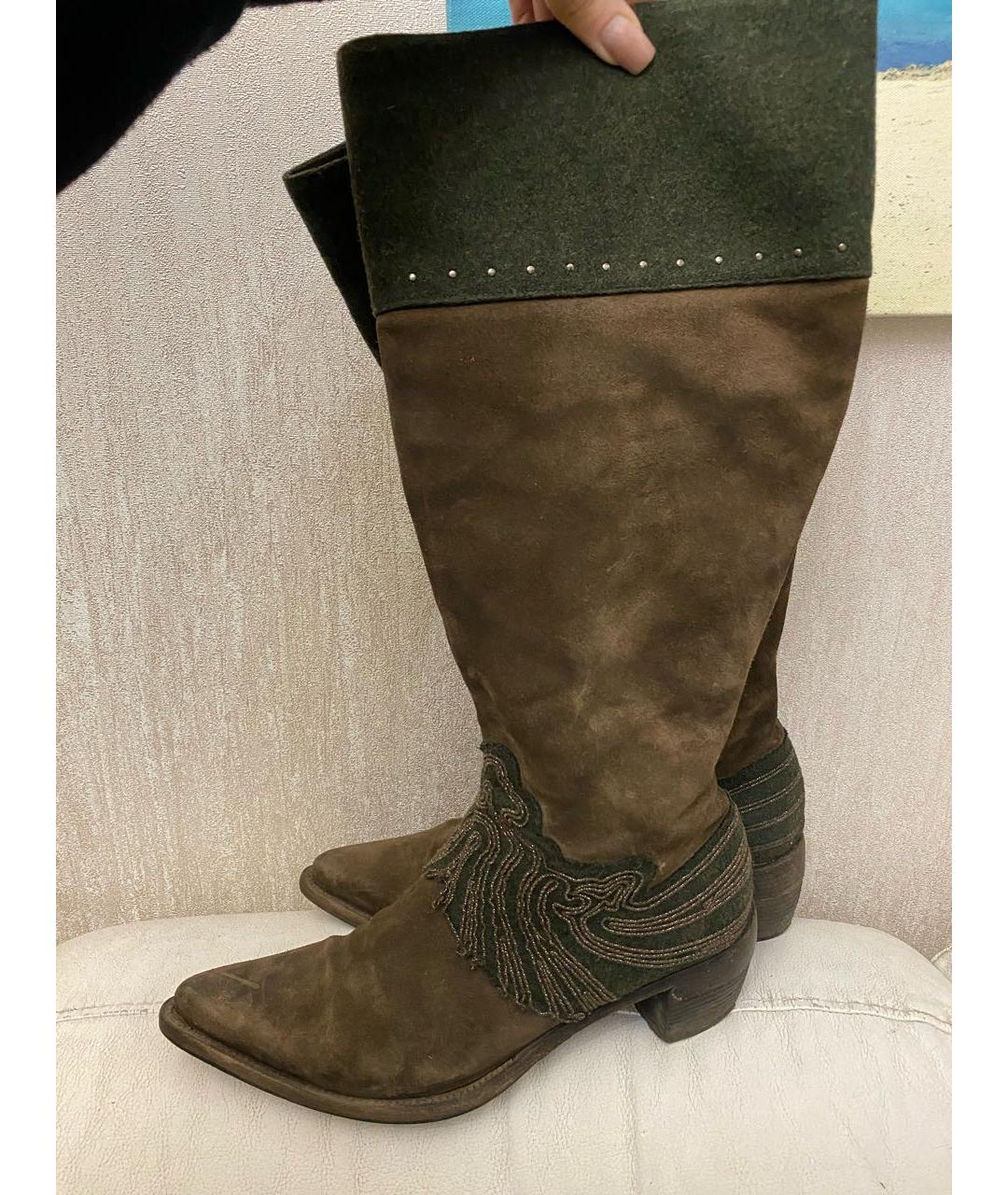 ERMANNO SCERVINO Коричневые замшевые сапоги, фото 6