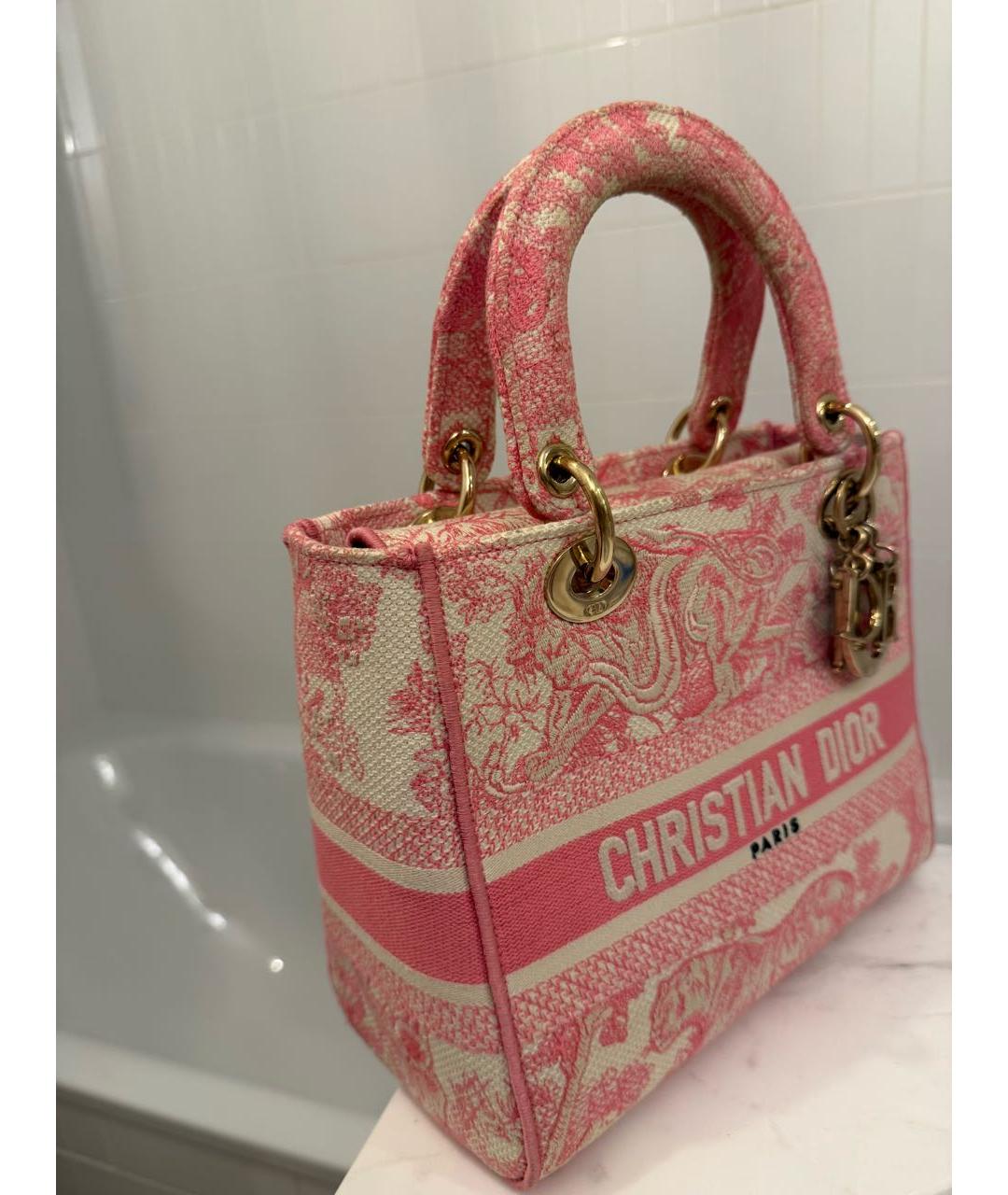 CHRISTIAN DIOR Розовая жаккардовая сумка тоут, фото 2