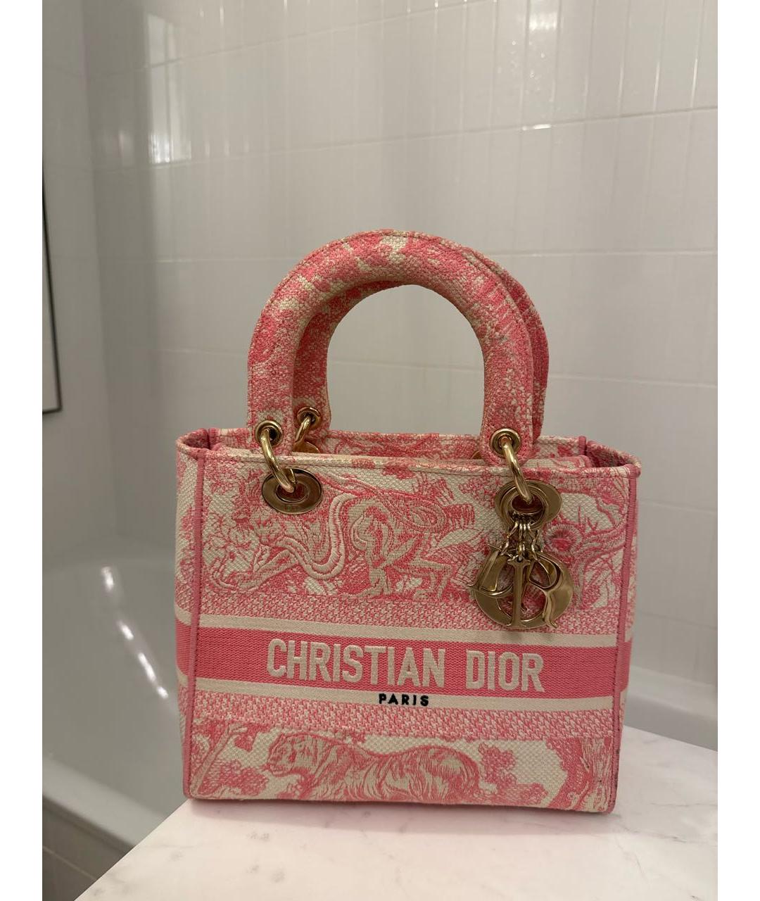 CHRISTIAN DIOR Розовая жаккардовая сумка тоут, фото 5