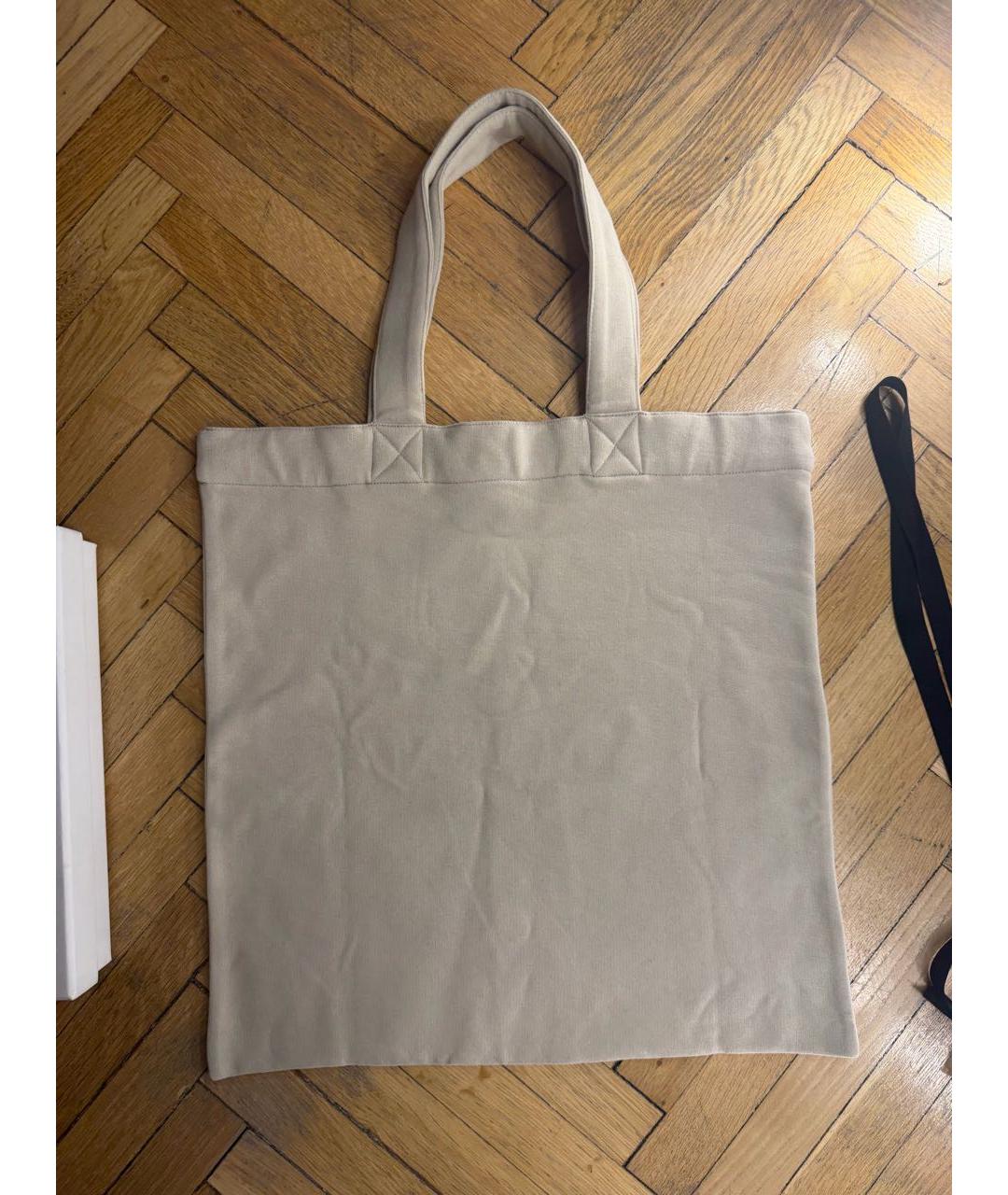 SAINT LAURENT Бежевая хлопковая сумка тоут, фото 3