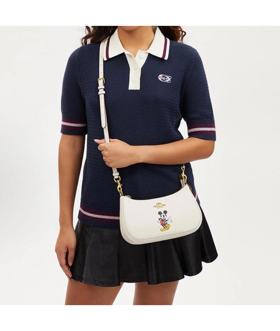 COACH Белая кожаная сумка через плечо, фото 5