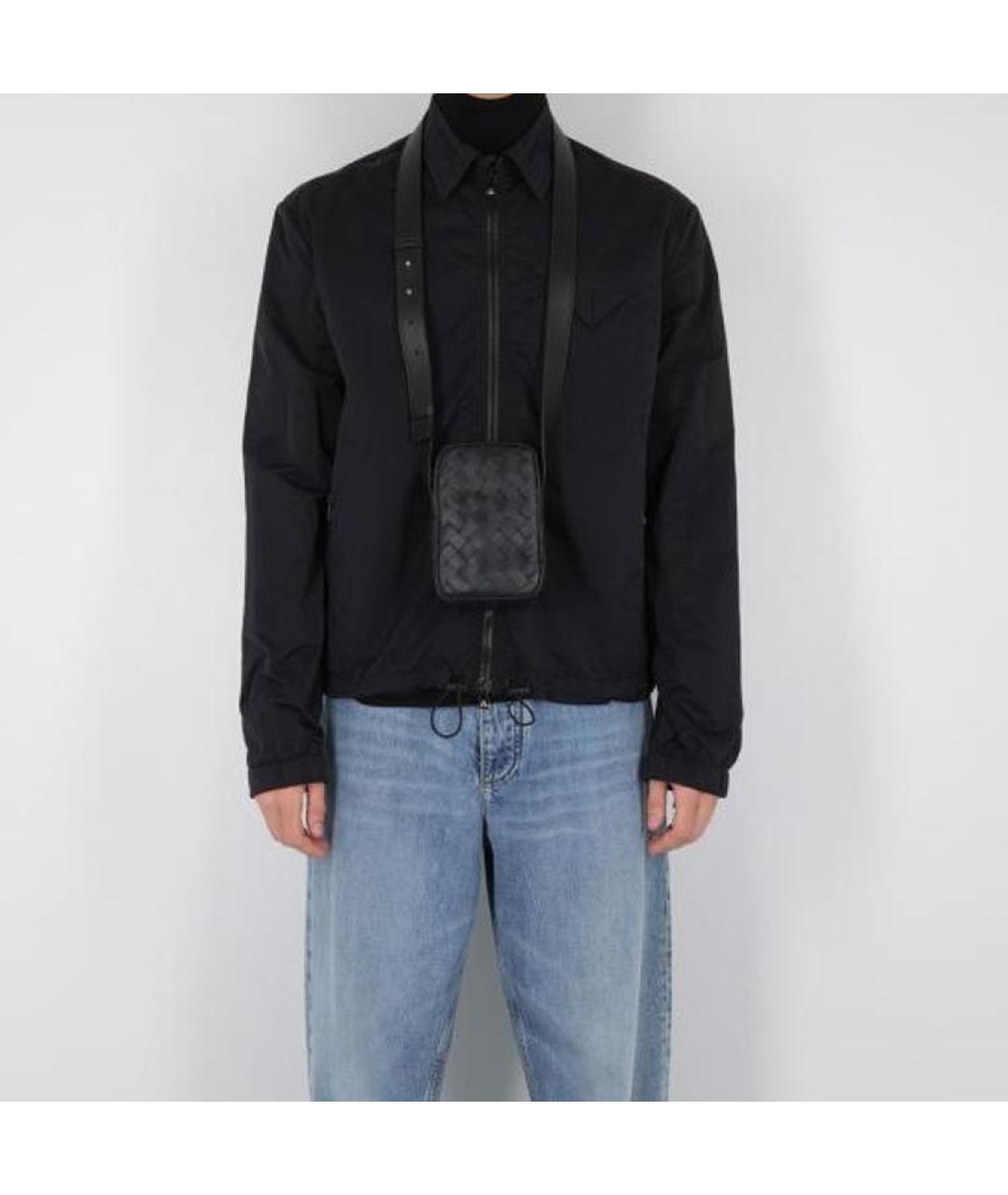 BOTTEGA VENETA Черная кожаная сумка на плечо, фото 6