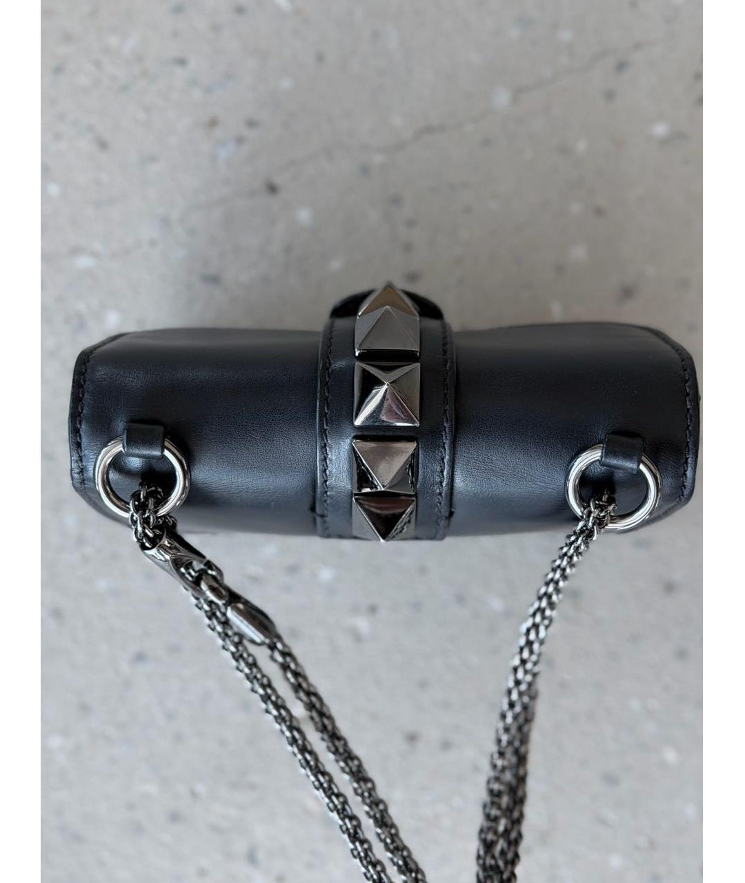 VALENTINO Черная кожаная сумка через плечо, фото 4
