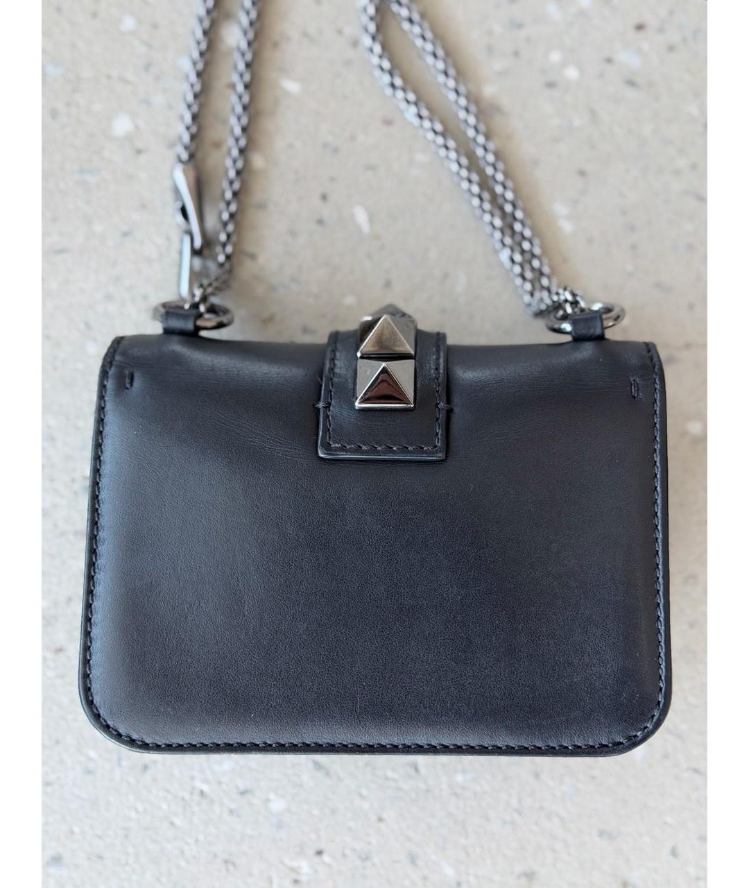 VALENTINO Черная кожаная сумка через плечо, фото 6