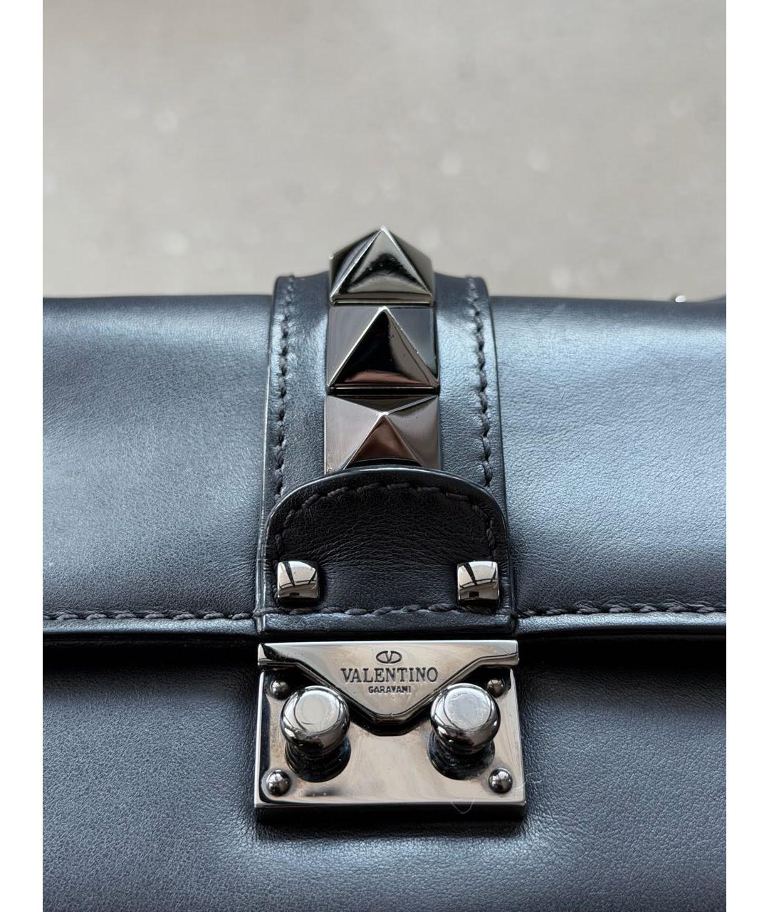VALENTINO Черная кожаная сумка через плечо, фото 9