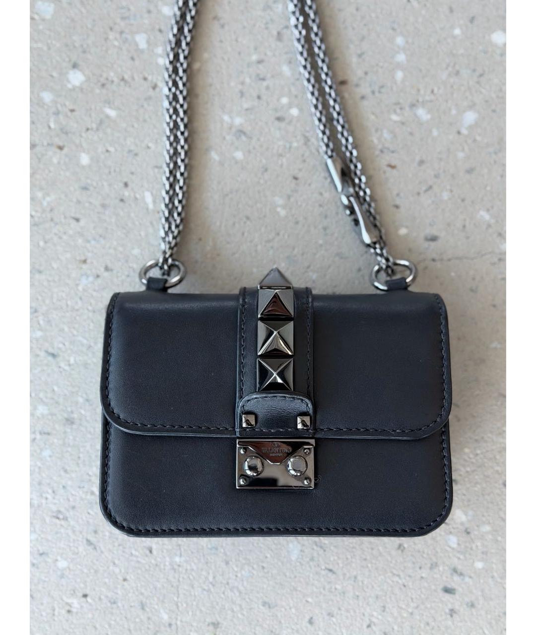 VALENTINO Черная кожаная сумка через плечо, фото 3
