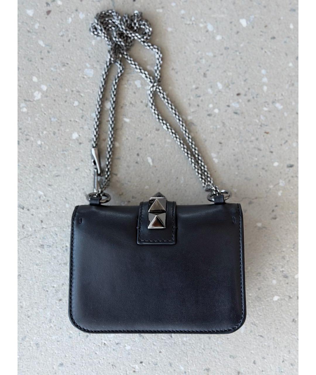 VALENTINO Черная кожаная сумка через плечо, фото 5