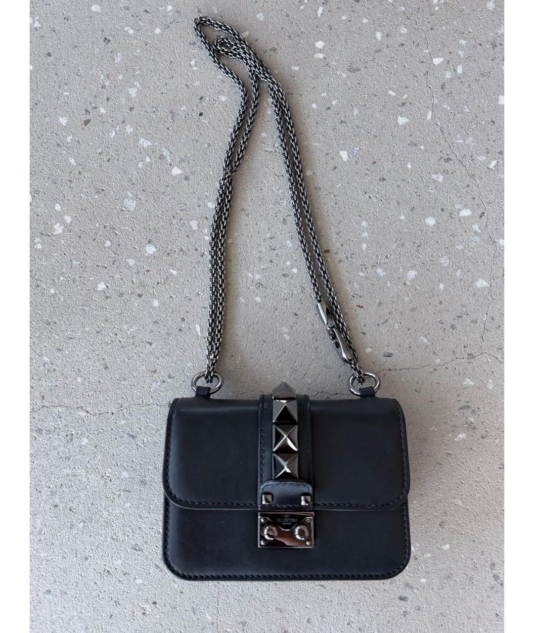 VALENTINO Черная кожаная сумка через плечо, фото 2