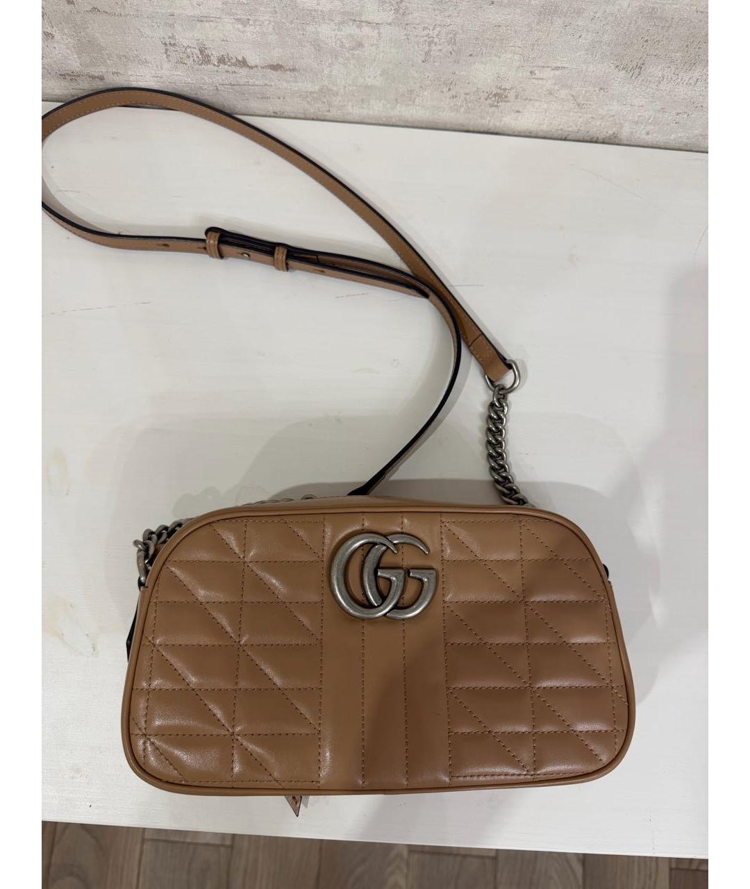 GUCCI Бежевая кожаная сумка через плечо, фото 7