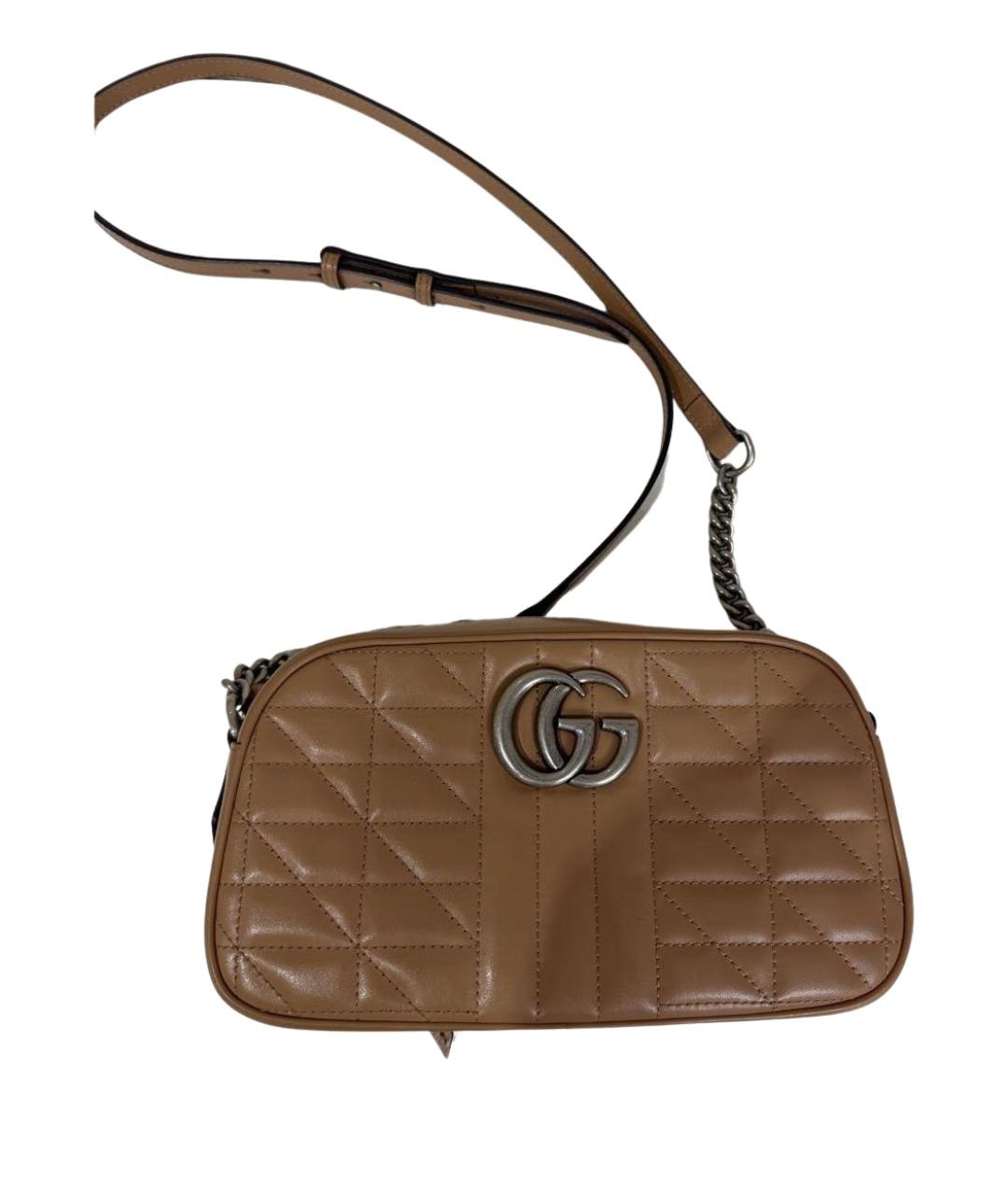 GUCCI Бежевая кожаная сумка через плечо, фото 1