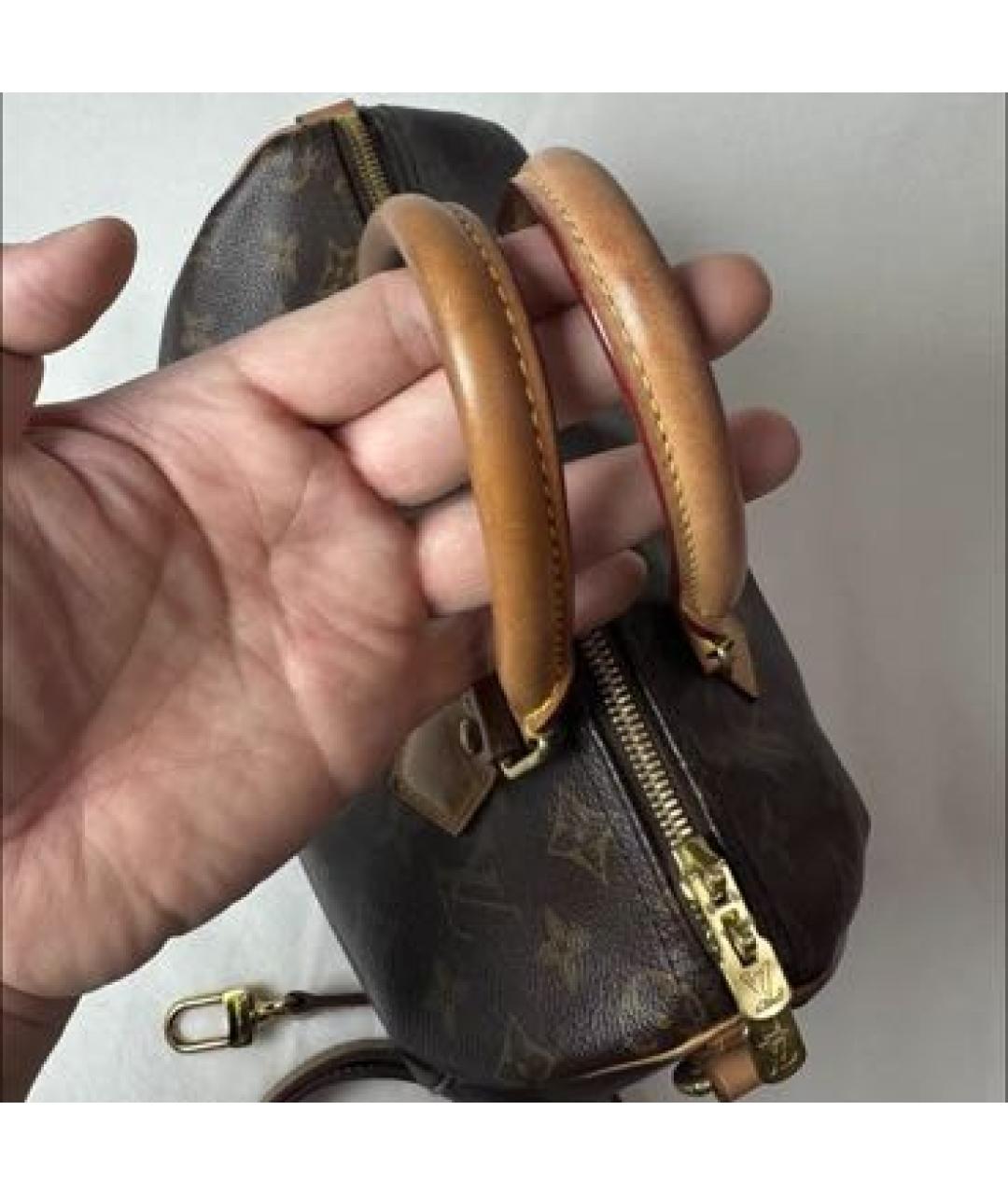 LOUIS VUITTON Коричневая кожаная сумка с короткими ручками, фото 4