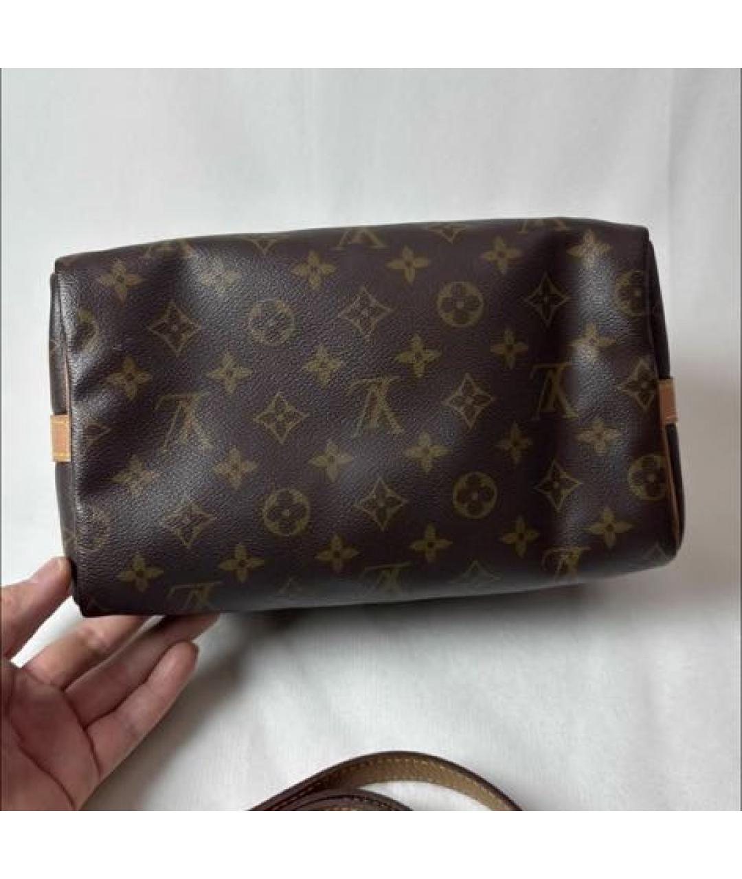 LOUIS VUITTON Коричневая кожаная сумка с короткими ручками, фото 3
