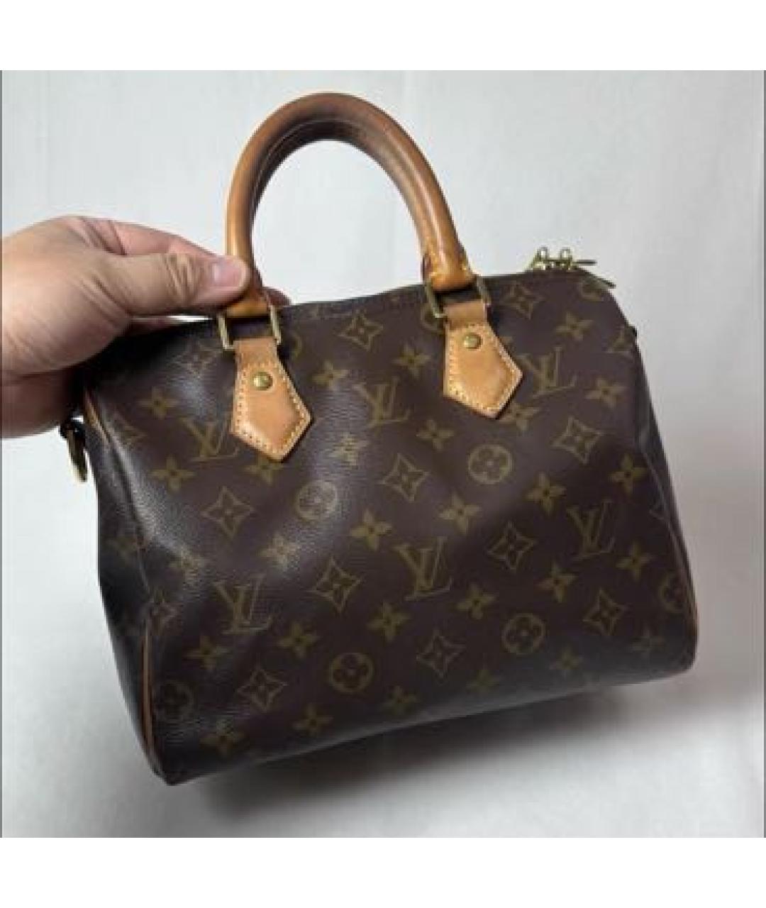 LOUIS VUITTON Коричневая кожаная сумка с короткими ручками, фото 5