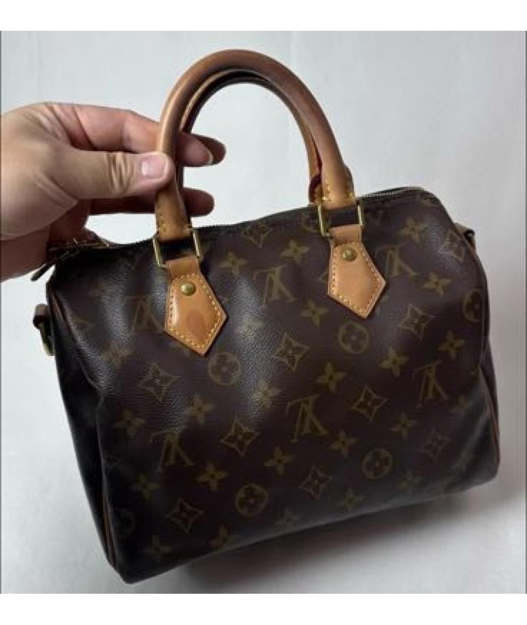 LOUIS VUITTON Коричневая кожаная сумка с короткими ручками, фото 2