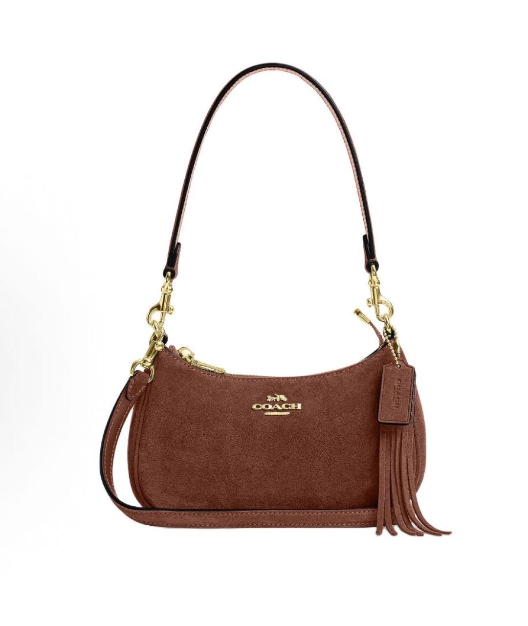 COACH Коричневая замшевая сумка через плечо, фото 9