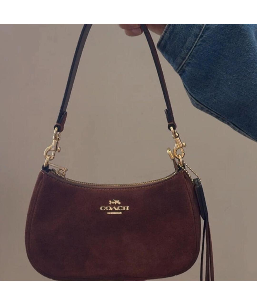 COACH Коричневая замшевая сумка через плечо, фото 8
