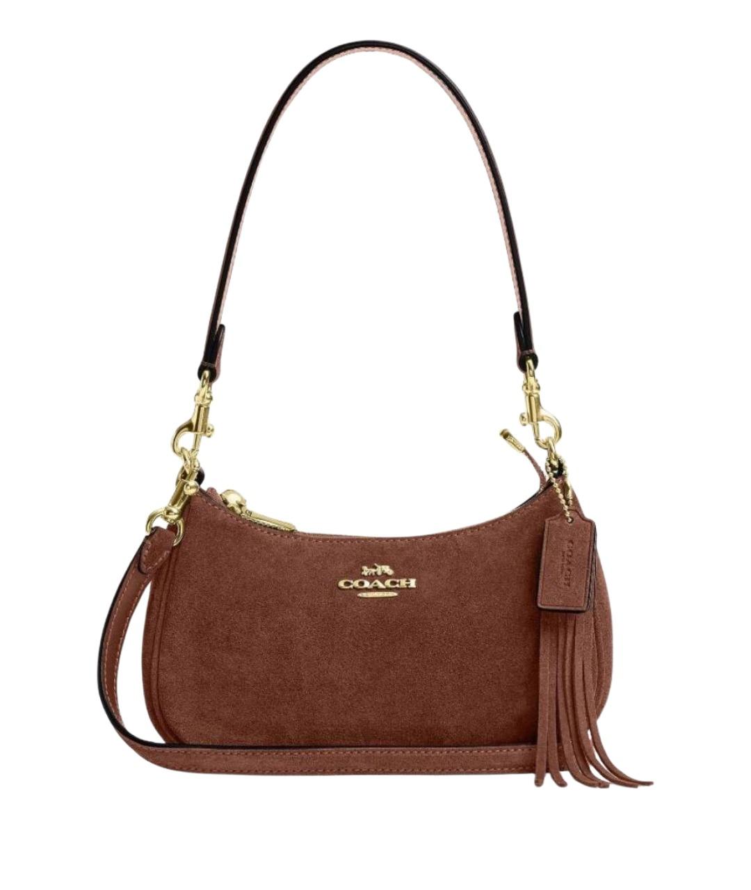 COACH Коричневая замшевая сумка через плечо, фото 1