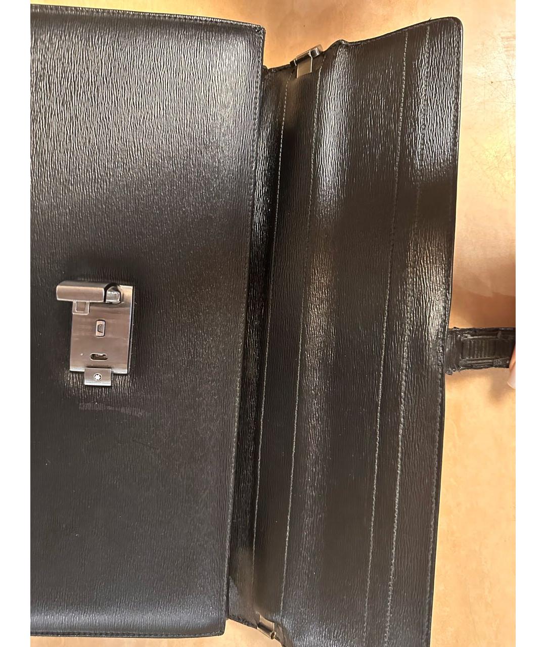 MONTBLANC Черный кожаный портфель, фото 5