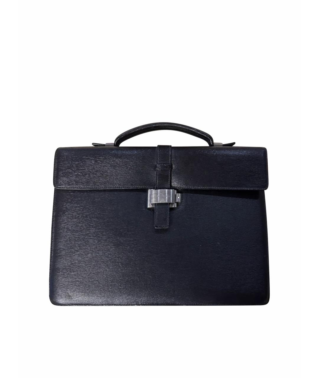 MONTBLANC Черный кожаный портфель, фото 1