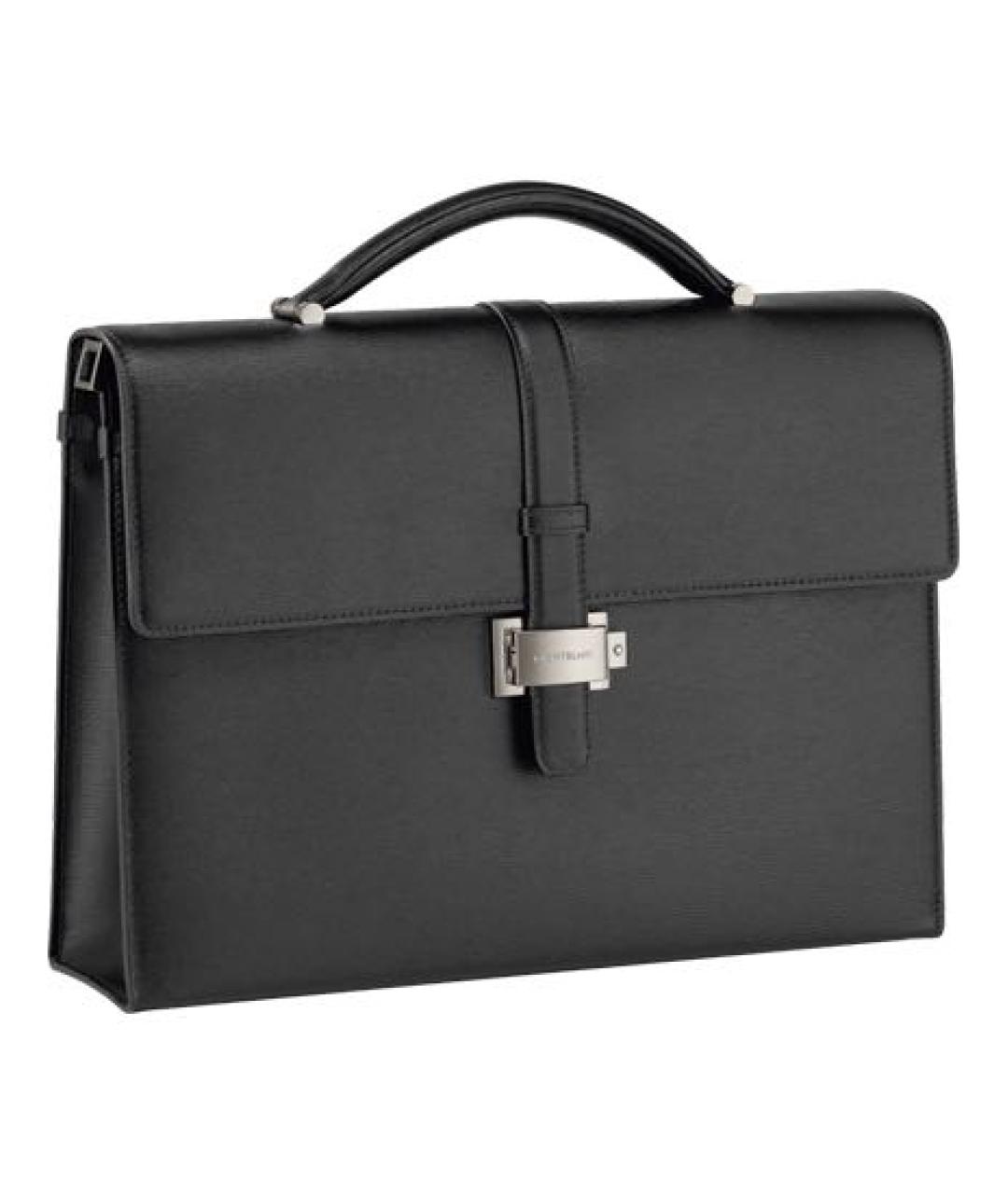 MONTBLANC Черный кожаный портфель, фото 2