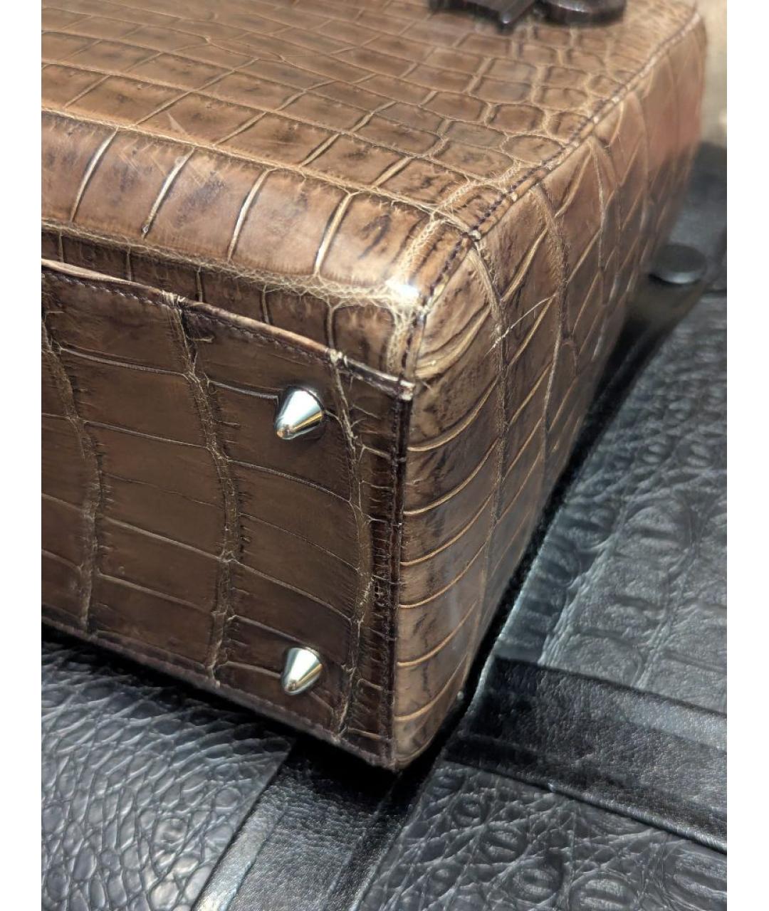 CHRISTIAN DIOR Коричневая сумка с короткими ручками из экзотической кожи, фото 8