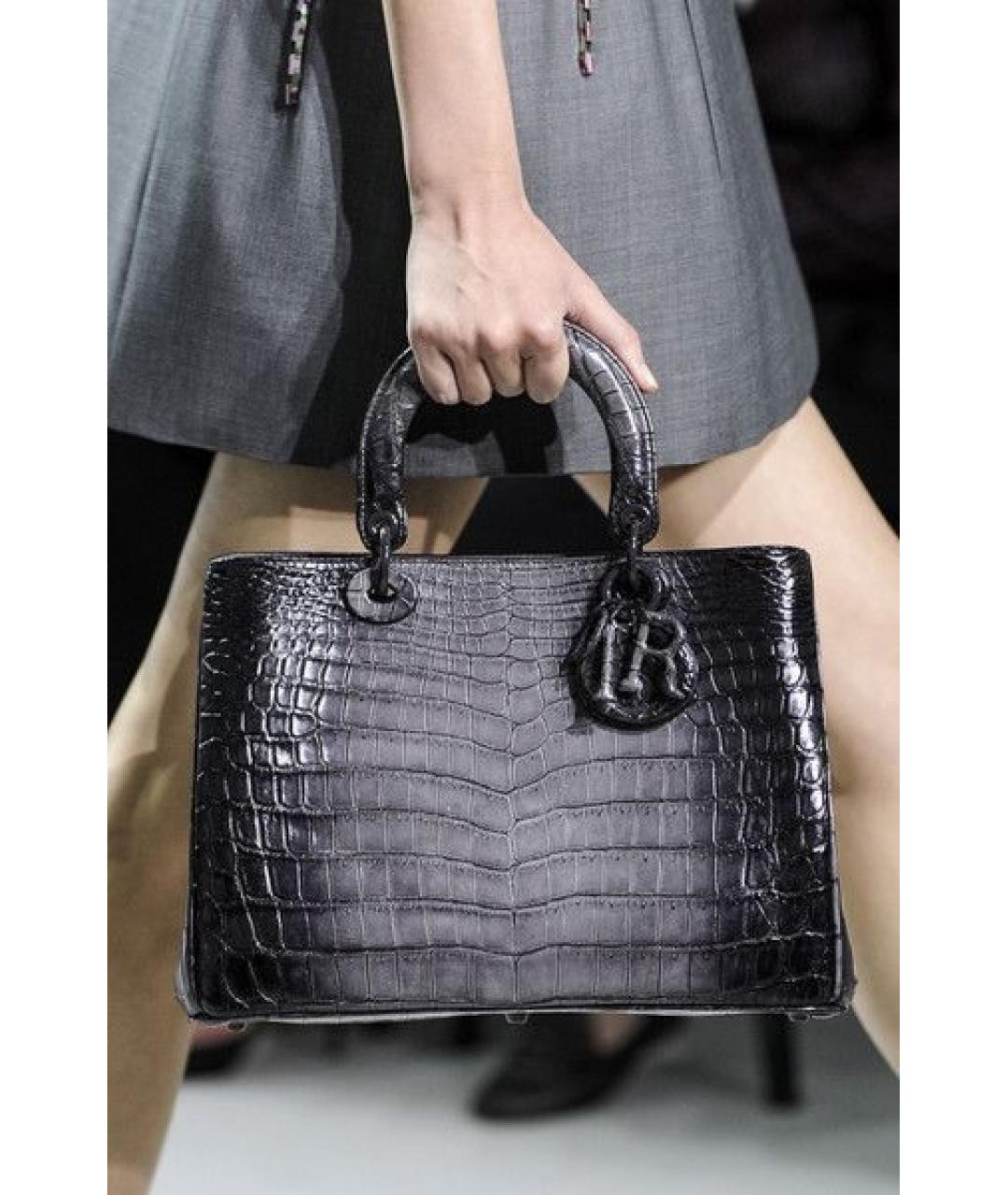 CHRISTIAN DIOR Коричневая сумка с короткими ручками из экзотической кожи, фото 9