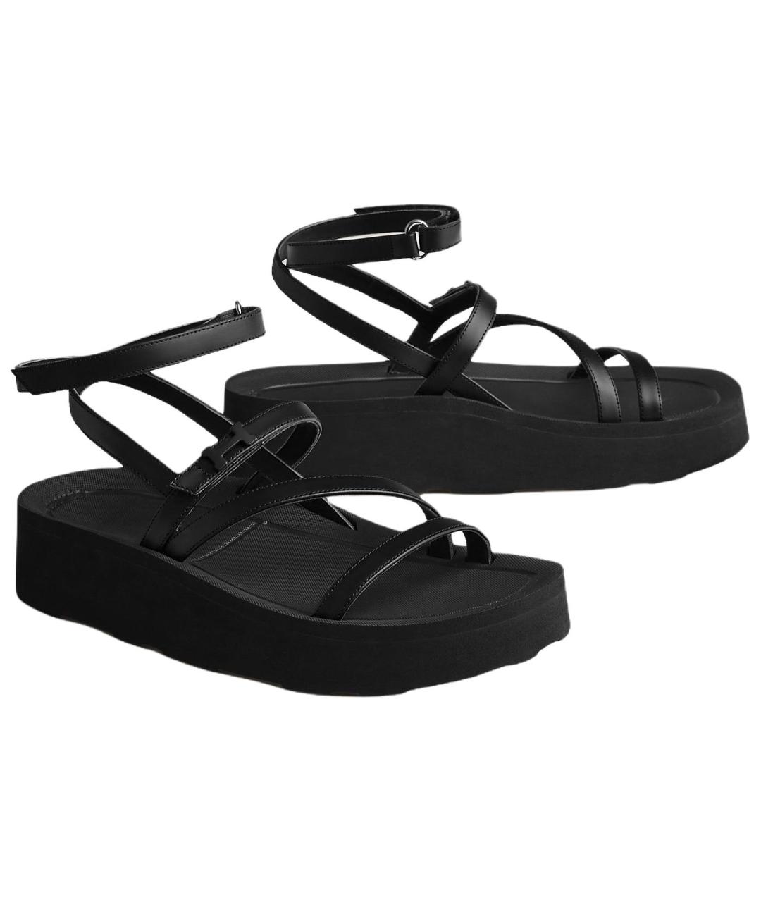 HERMES Черные сандалии, фото 3