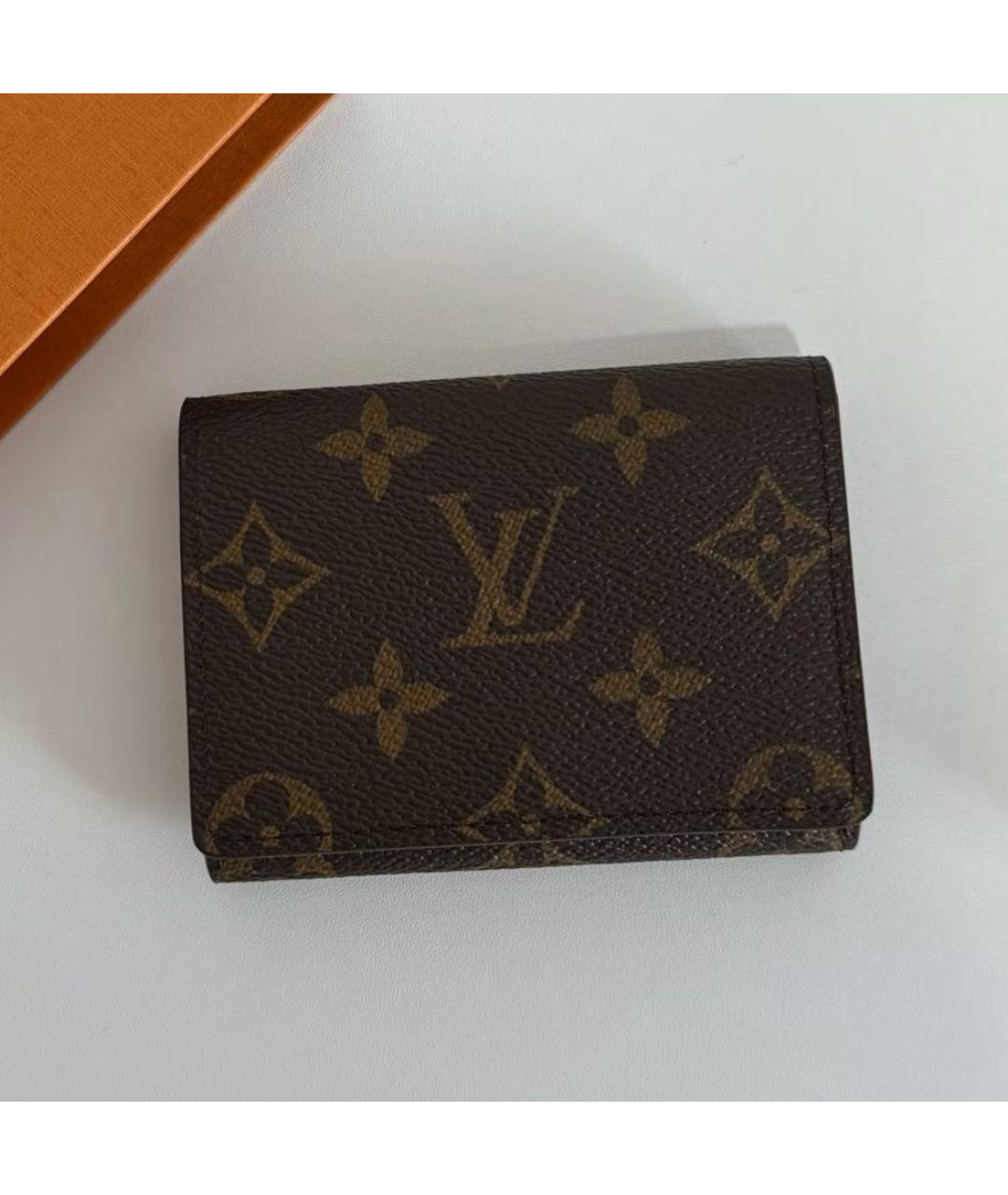 LOUIS VUITTON Коричневый кожаный кошелек, фото 2