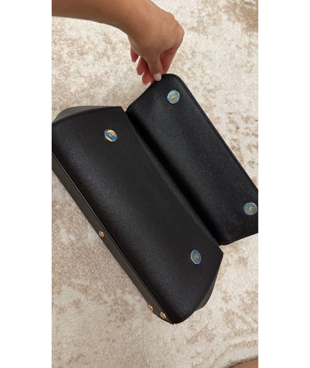 DOLCE&GABBANA Черная кожаная сумка с короткими ручками, фото 6