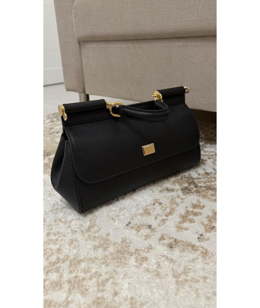 DOLCE&GABBANA Черная кожаная сумка с короткими ручками, фото 2