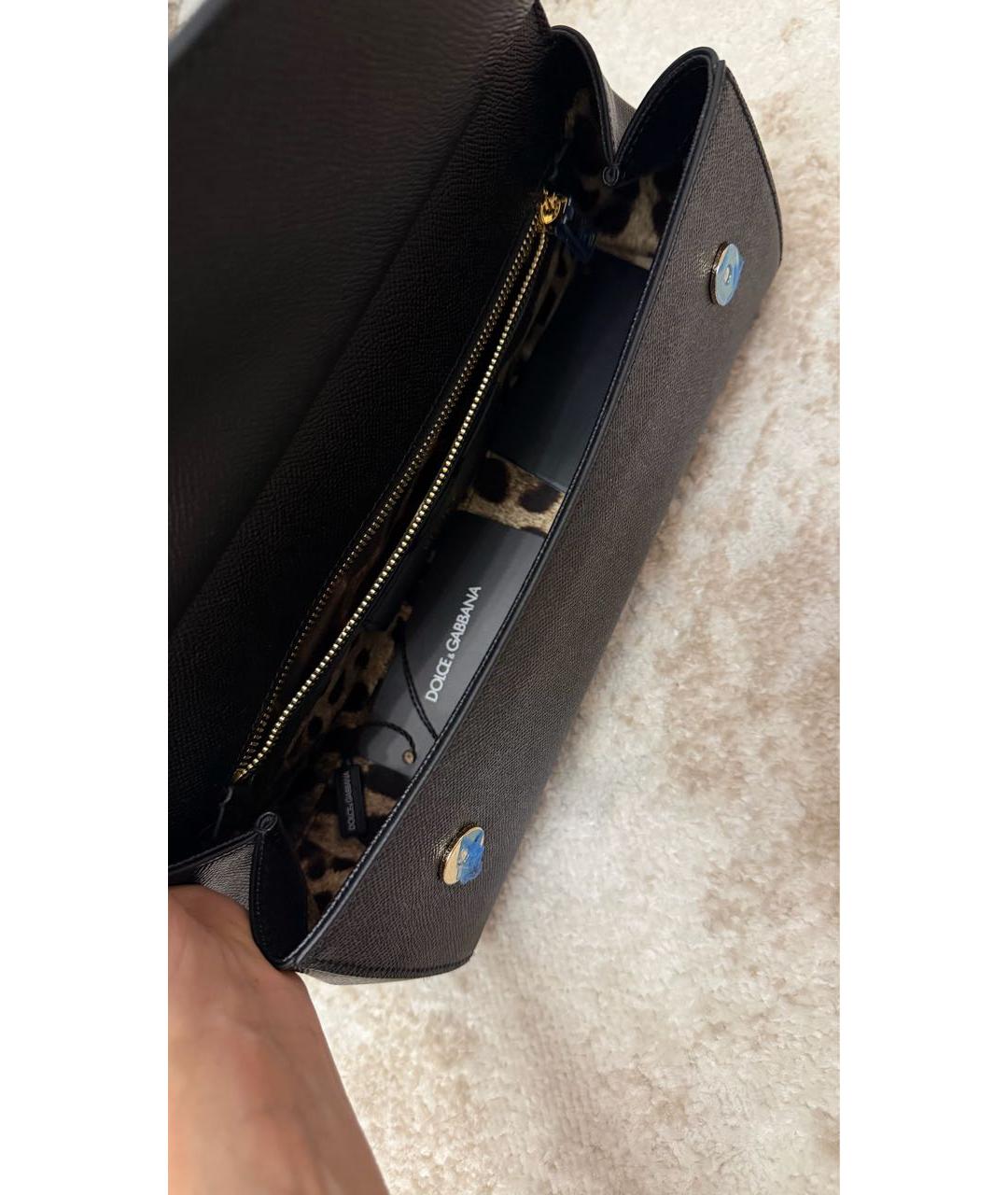 DOLCE&GABBANA Черная кожаная сумка с короткими ручками, фото 4