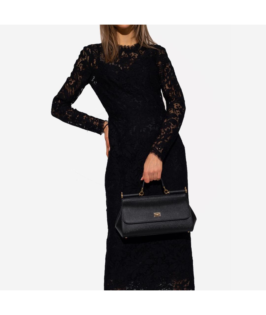 DOLCE&GABBANA Черная кожаная сумка с короткими ручками, фото 8