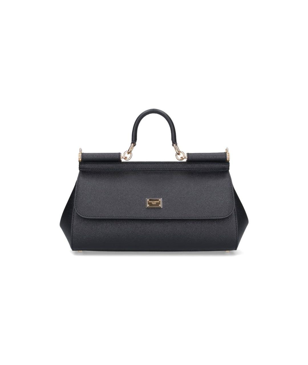 DOLCE&GABBANA Черная кожаная сумка с короткими ручками, фото 9