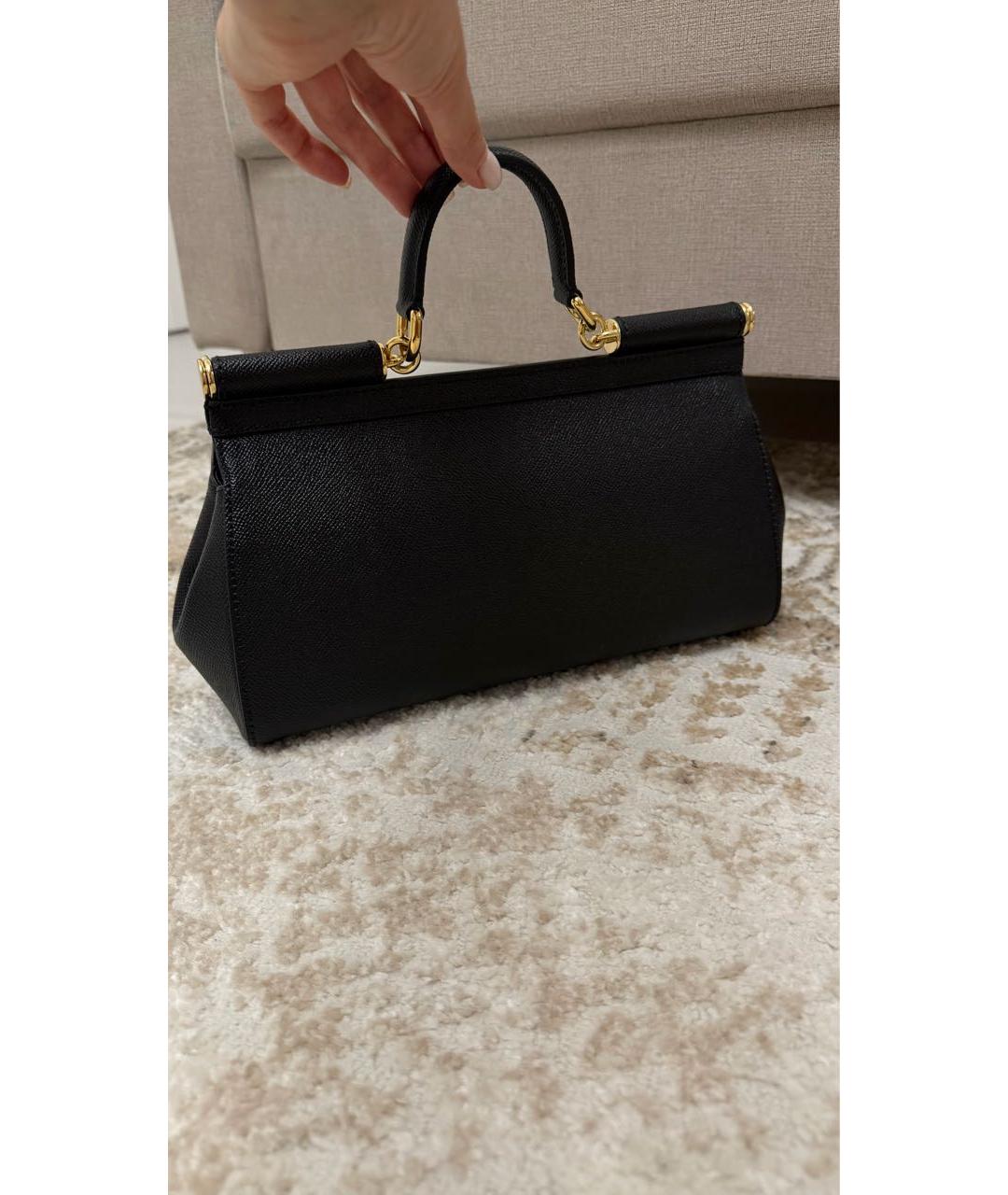 DOLCE&GABBANA Черная кожаная сумка с короткими ручками, фото 3