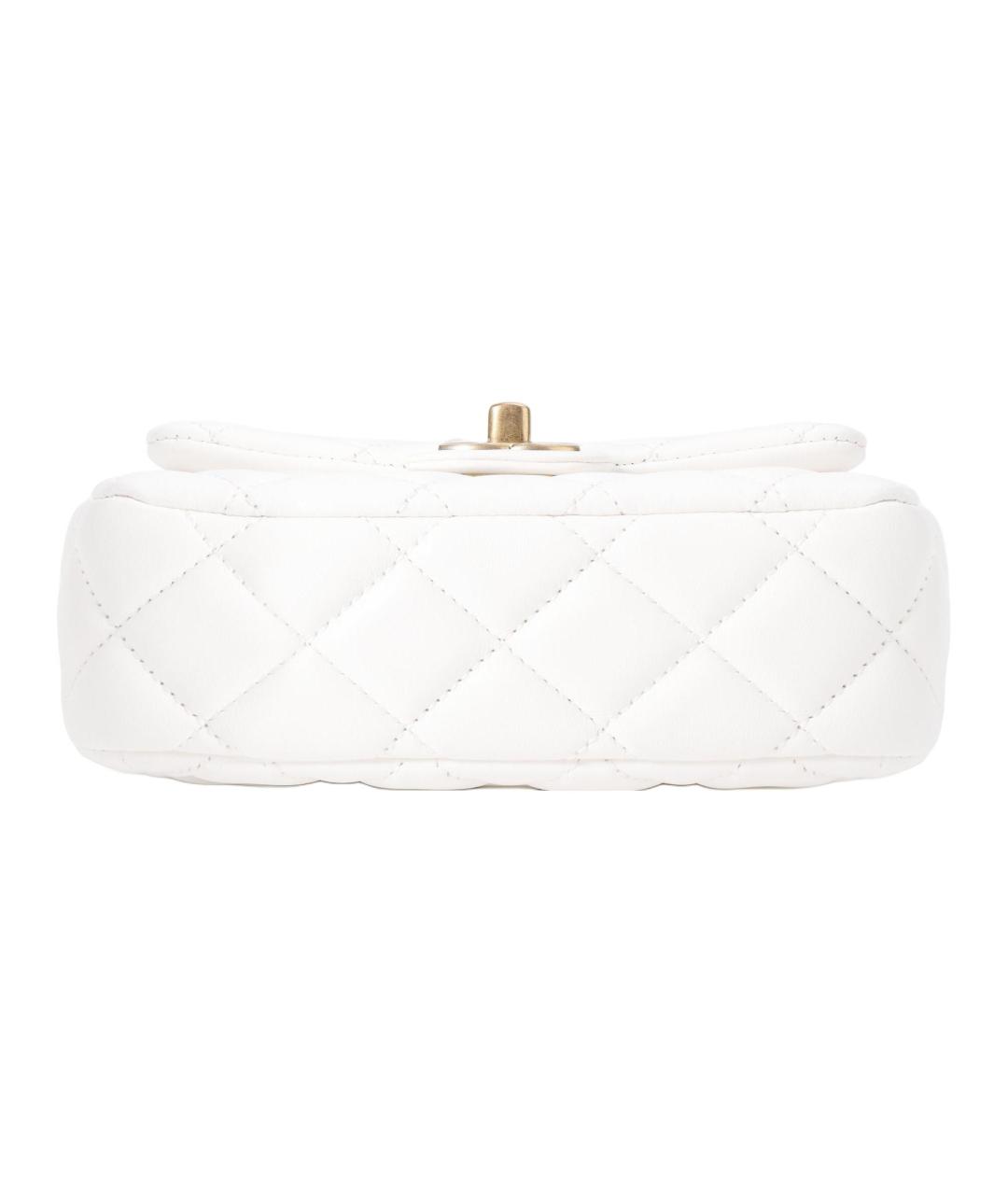 CHANEL Белая кожаная сумка через плечо, фото 4