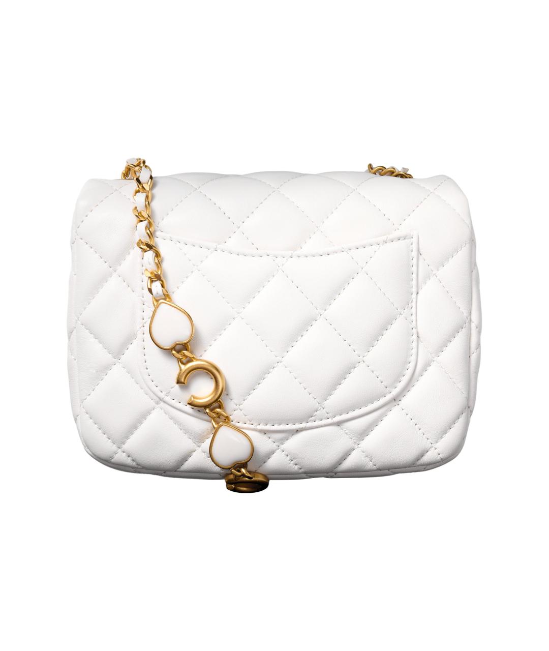 CHANEL Белая кожаная сумка через плечо, фото 3