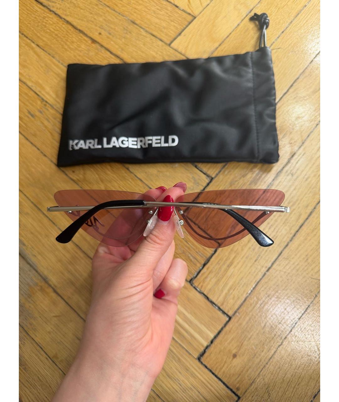 KARL LAGERFELD Розовые металлические солнцезащитные очки, фото 3
