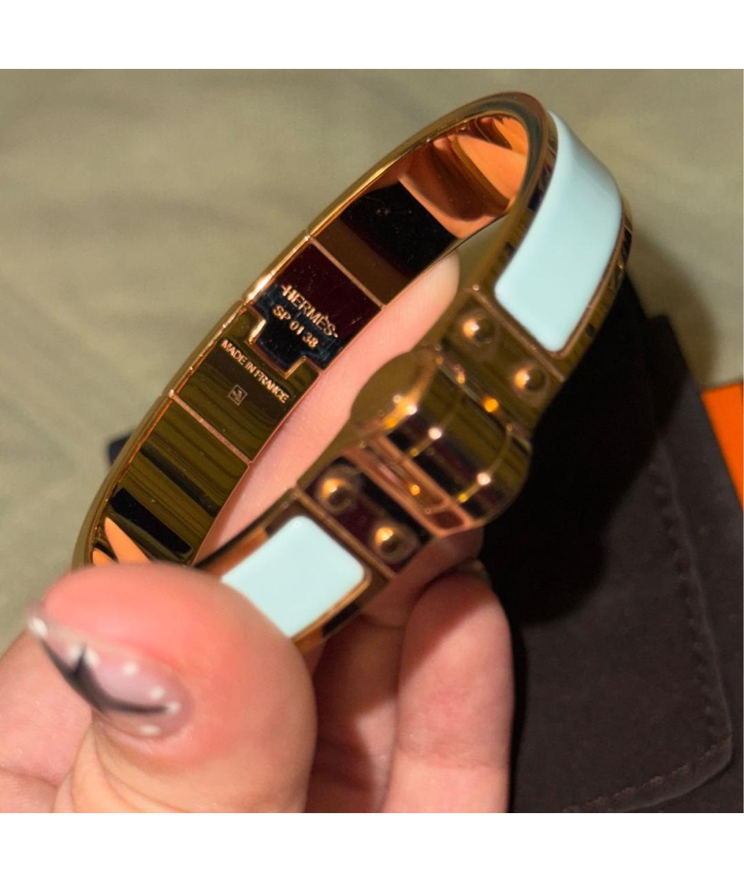 HERMES Бирюзовый металлический браслет, фото 4