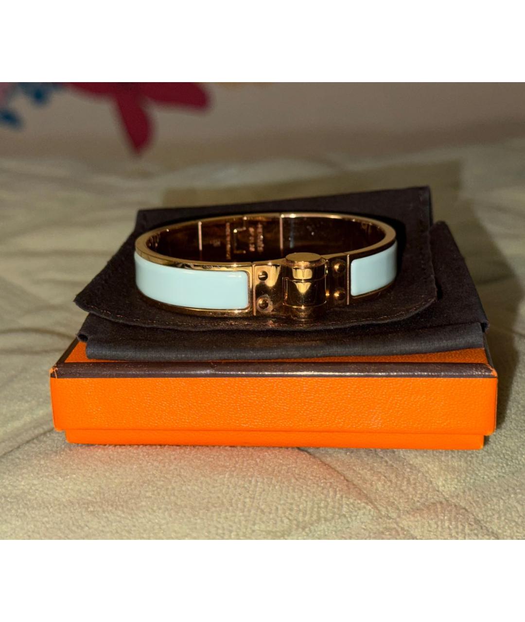 HERMES Бирюзовый металлический браслет, фото 5