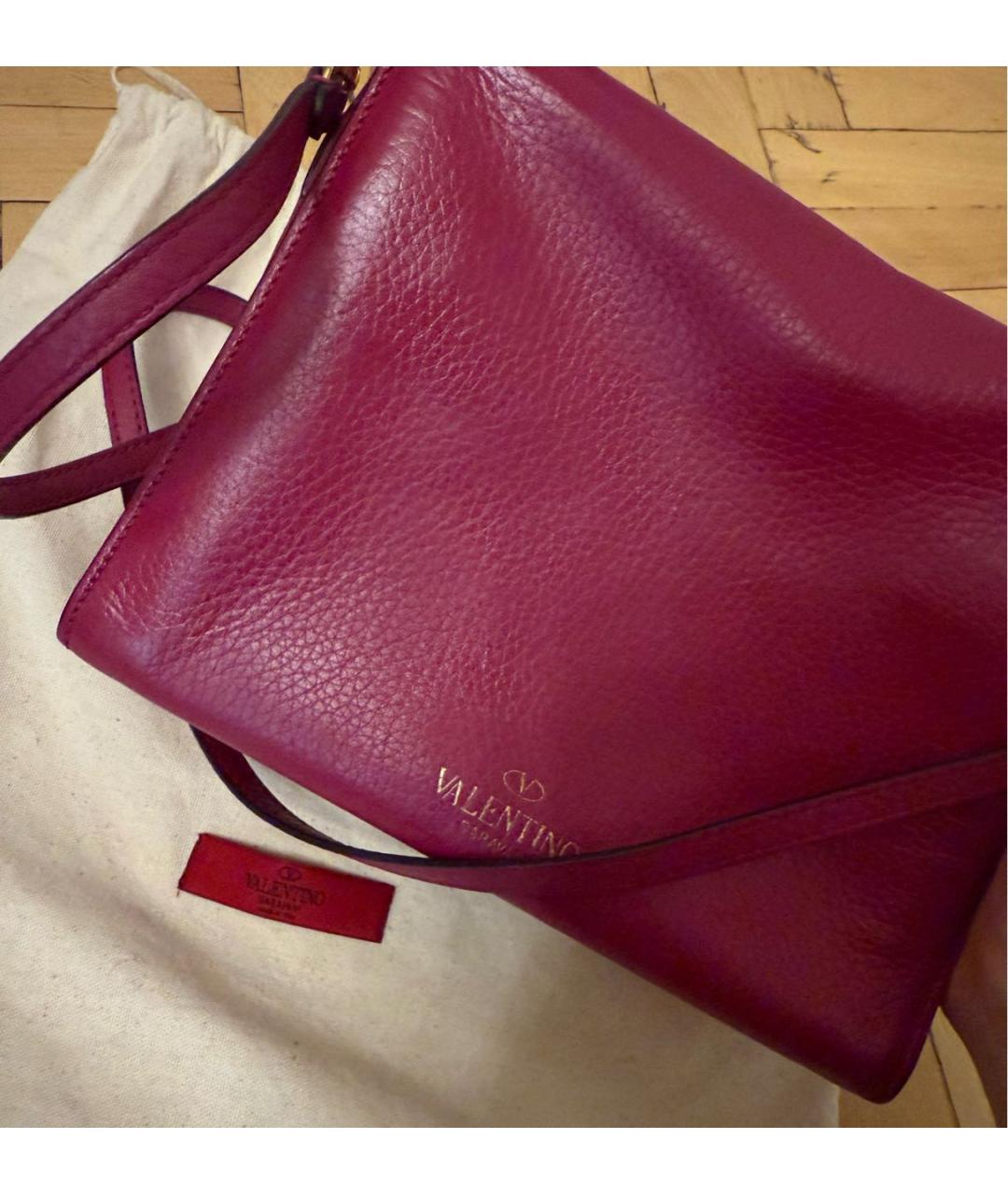 VALENTINO Фуксия кожаная сумка через плечо, фото 3