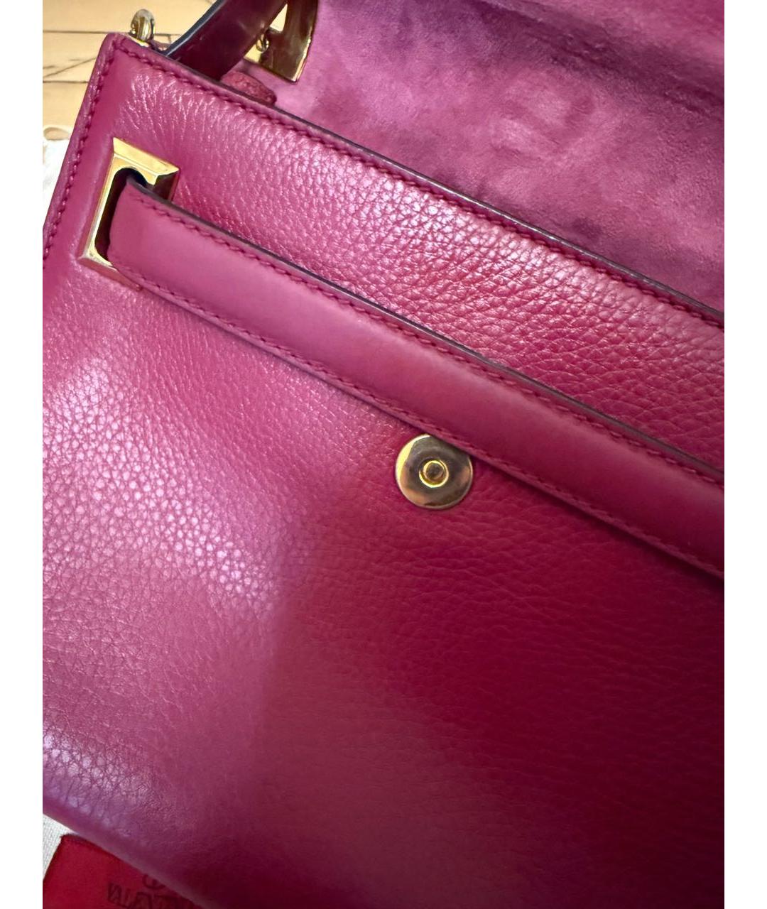 VALENTINO Фуксия кожаная сумка через плечо, фото 4