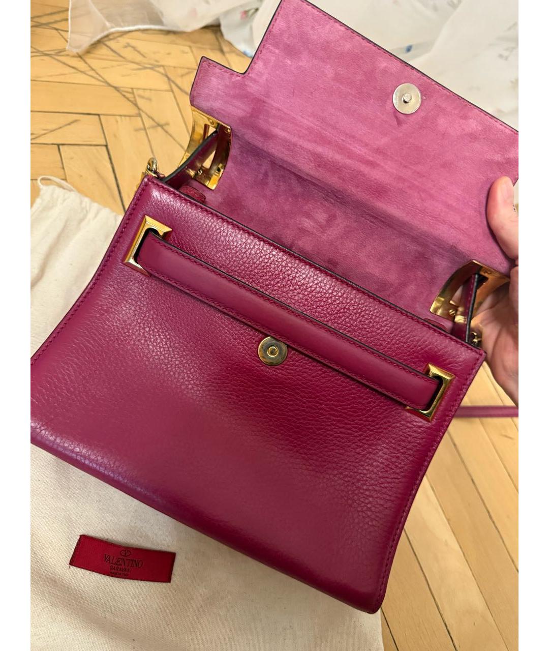 VALENTINO Фуксия кожаная сумка через плечо, фото 2