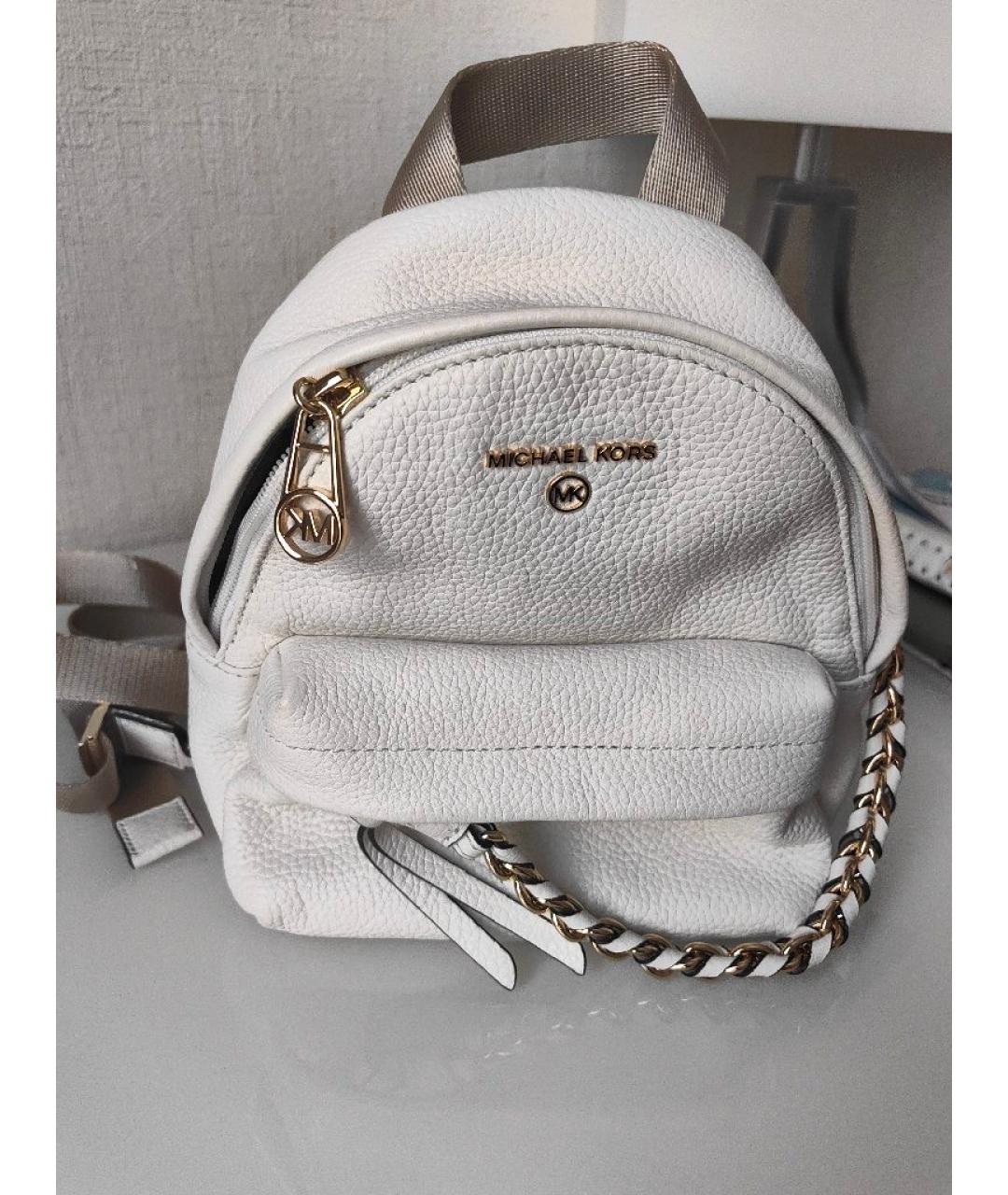 MICHAEL KORS Белый кожаный рюкзак, фото 10