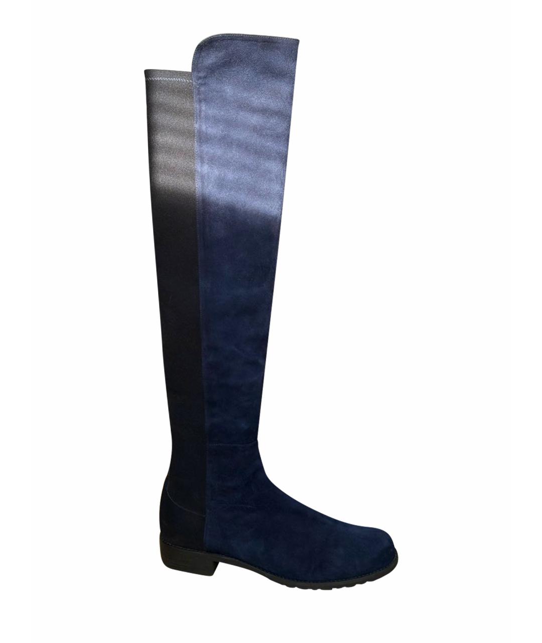 STUART WEITZMAN Темно-синие замшевые ботфорты, фото 1