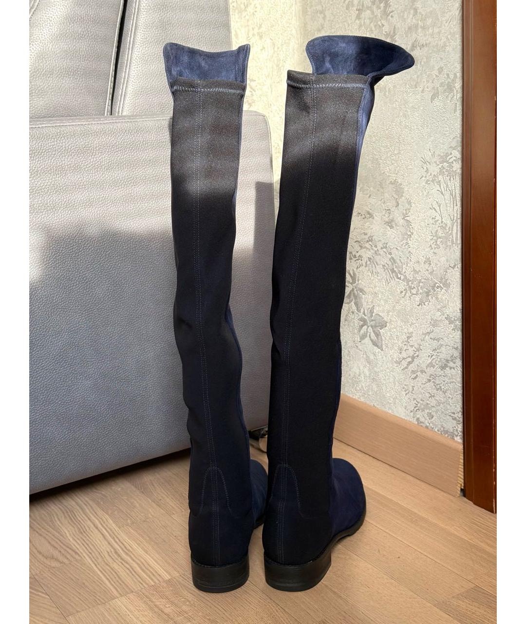 STUART WEITZMAN Темно-синие замшевые ботфорты, фото 5