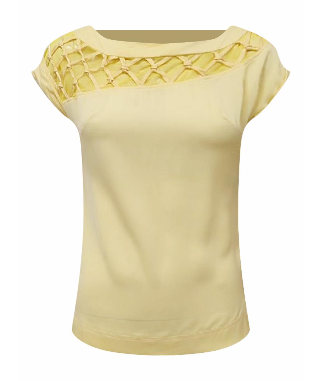 TORY BURCH Желтая хлопко-эластановая блузы, фото 1