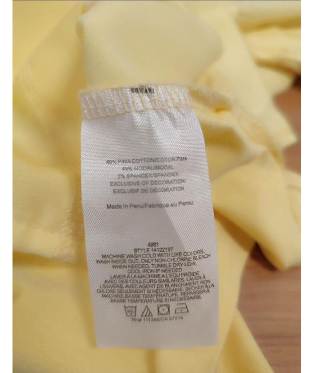 TORY BURCH Желтая хлопко-эластановая блузы, фото 6