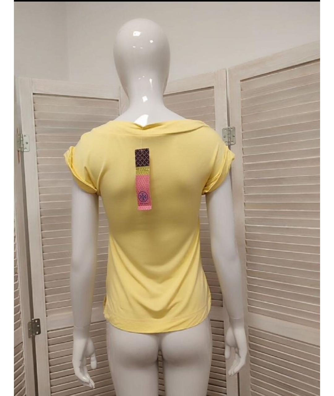 TORY BURCH Желтая хлопко-эластановая блузы, фото 2