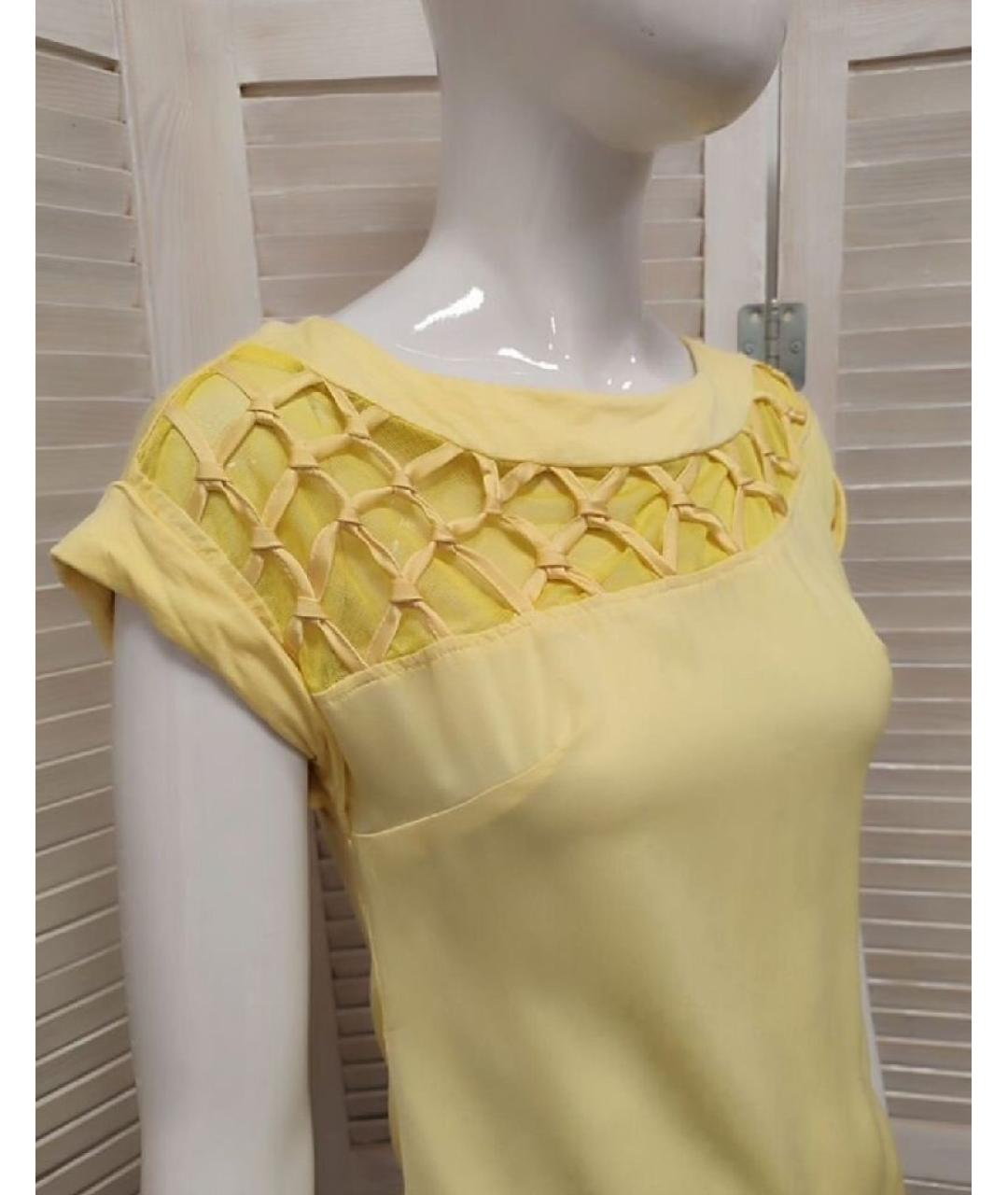 TORY BURCH Желтая хлопко-эластановая блузы, фото 5